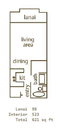 Floor Plan for Whaler 1118 - Studio Ocean View Condominium